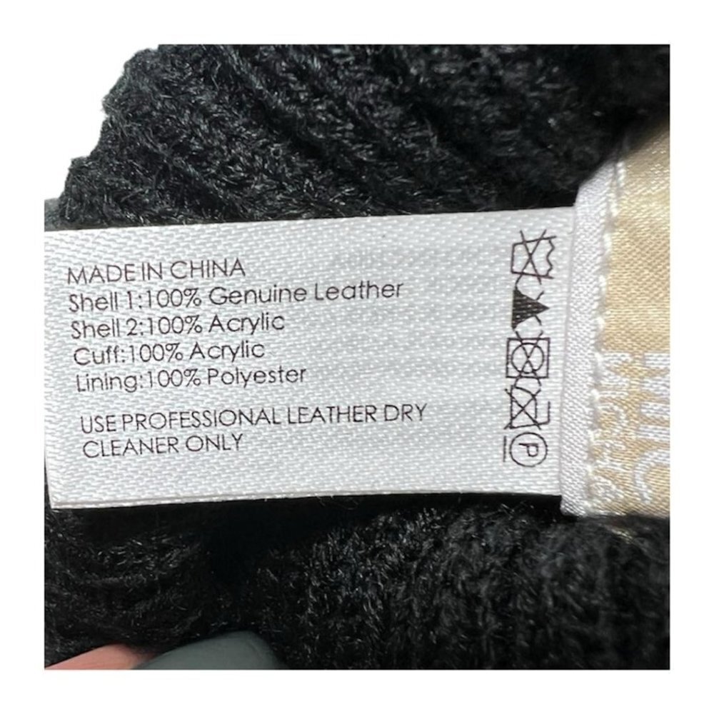 Michael Kors Logo Womens Black Quilted Knit Leather Trim Gloves Sz M New - Picture 5 of 6